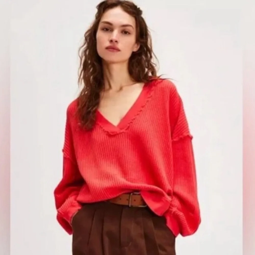 FREE PEOPLE We The Free Ricky Thermal High Risk Red XL - Picture 1 of 6